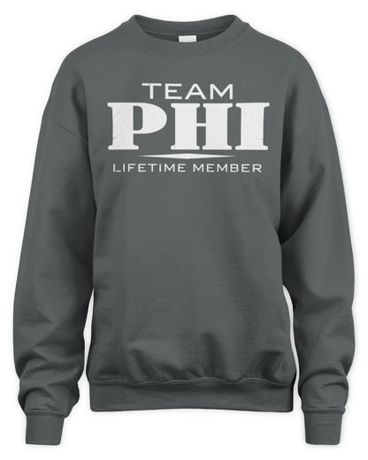 PHI BL62-K4-128 - Personalized “Team NAME Lifetime Member” - Unisex Sweatshirt - Charcoal