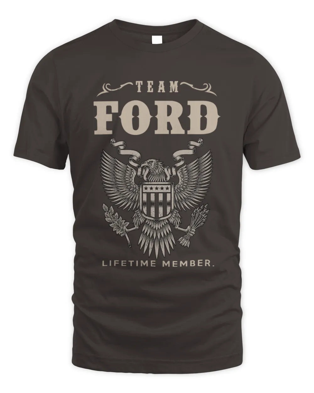 FORD TP06-K82 – Personalized Classic Style Apparel “Team NAME Lifetime Member” - Unisex Standard T-Shirt - Dark Chocolate
