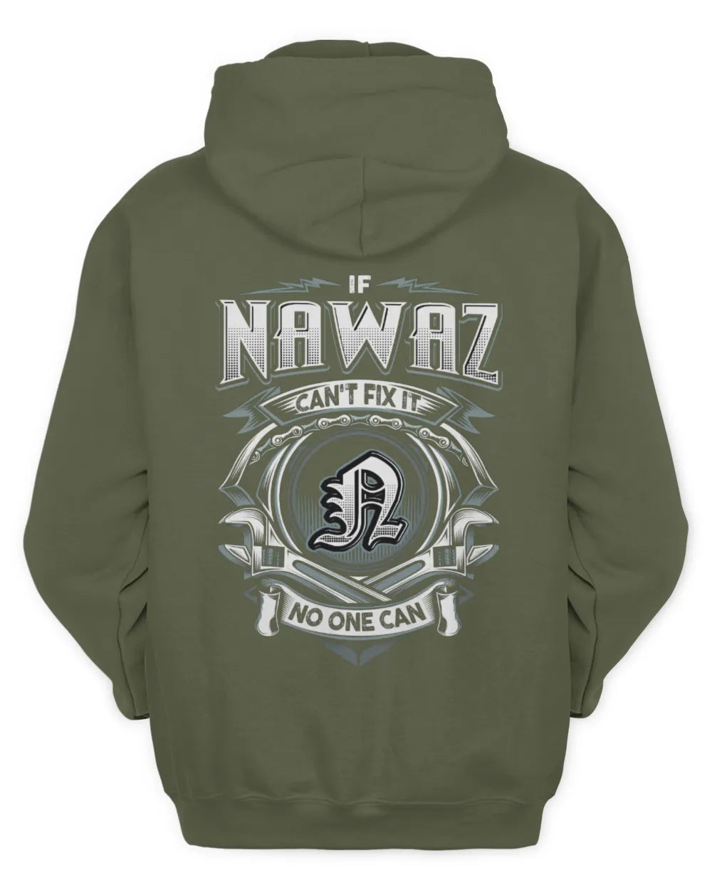 NAWAZ AP81-K4-626 - Personalized Ahmed Quote Apparel “If Ahmed Can't Fix It, No One Can” - Unisex Hoodie - Military Green