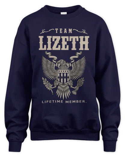 LIZETH TP06-K82 – Personalized Classic Style Apparel “Team NAME Lifetime Member” - Unisex Sweatshirt - Navy