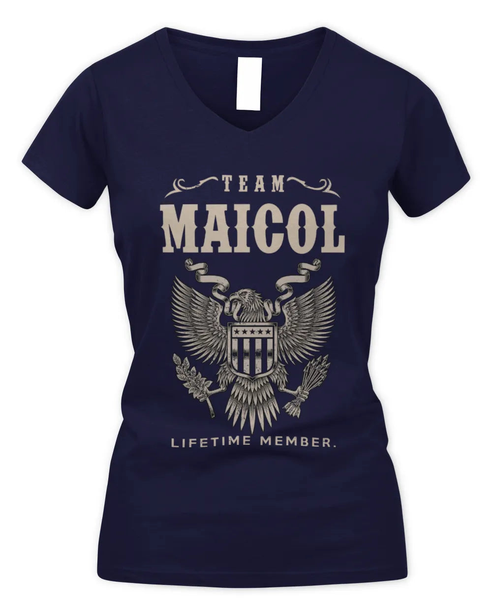 MAICOL TP06-K82 – Personalized Classic Style Apparel “Team NAME Lifetime Member” - Women's V-Neck T-Shirt - Navy