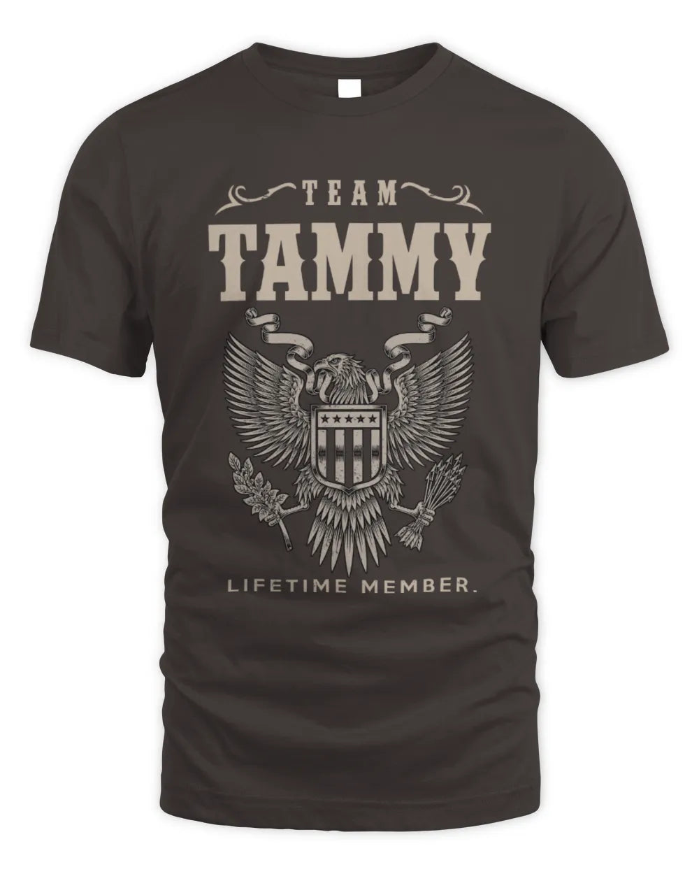 TAMMY TP06-K82 – Personalized Classic Style Apparel “Team NAME Lifetime Member” - Unisex Standard T-Shirt - Dark Chocolate