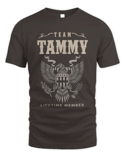 TAMMY TP06-K82 – Personalized Classic Style Apparel “Team NAME Lifetime Member” - Unisex Standard T-Shirt - Dark Chocolate