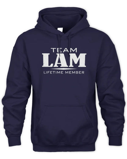 LAM BL62-K4-128 - Personalized “Team NAME Lifetime Member” - Unisex Hoodie - Navy
