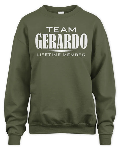 GERARDO BL62-K4-128 - Personalized “Team NAME Lifetime Member” - Unisex Sweatshirt - Military Green