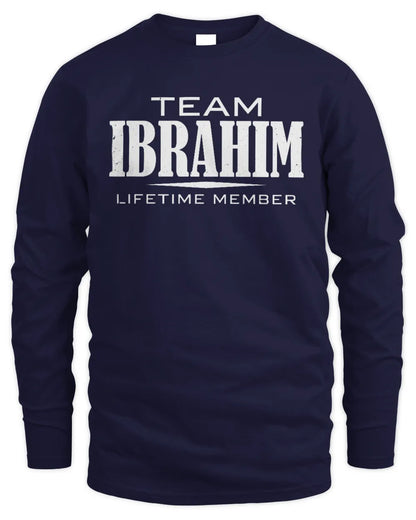 IBRAHIM BL62-K4-128 - Personalized “Team NAME Lifetime Member” - Men's Long Sleeved T-Shirt - Navy