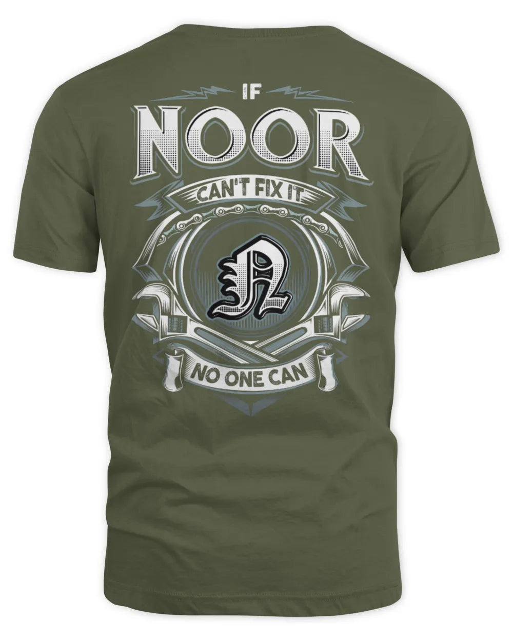NOOR AP81-K4-626 - Personalized Ahmed Quote Apparel “If Ahmed Can't Fix It, No One Can” - Unisex Standard T-Shirt - Military Green