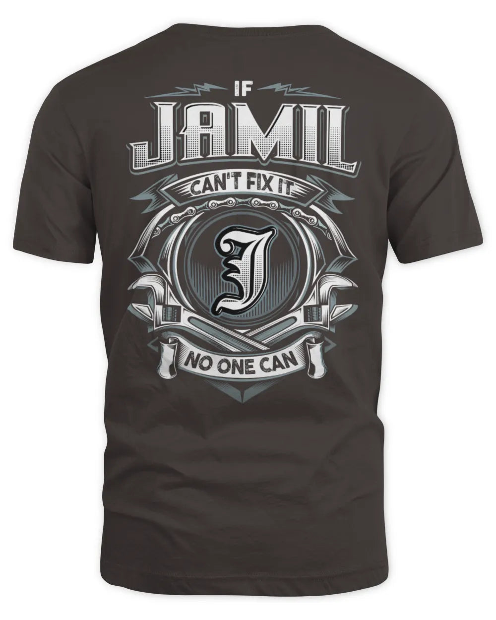 JAMIL AP81-K4-626 - Personalized Ahmed Quote Apparel “If Ahmed Can't Fix It, No One Can” - Unisex Standard T-Shirt - Dark Chocolate