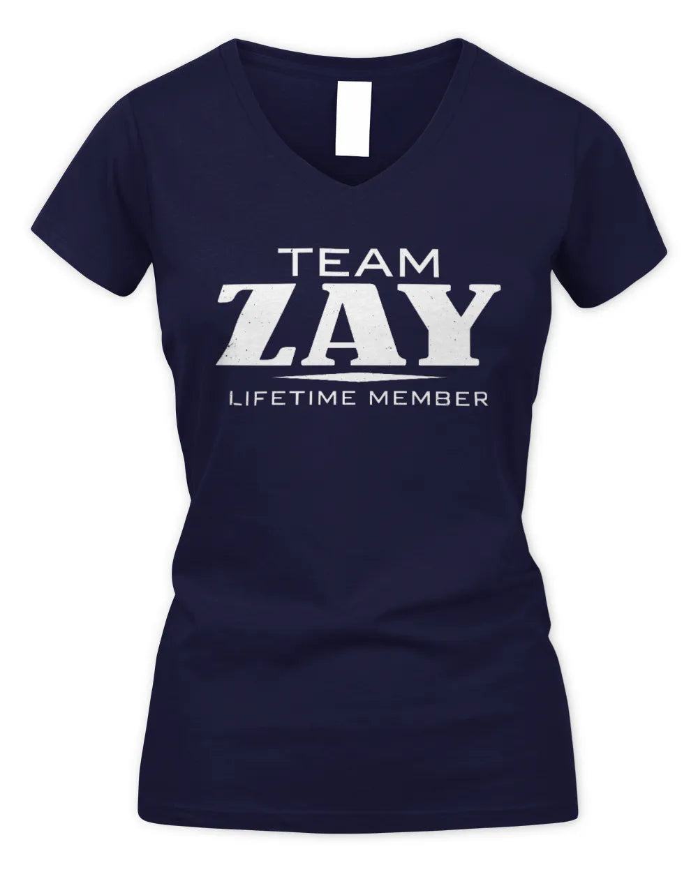 ZAY BL62-K4-128 - Personalized “Team NAME Lifetime Member” - Women's V-Neck T-Shirt - Navy
