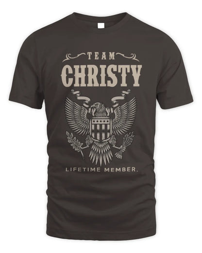 CHRISTY TP06-K82 – Personalized Classic Style Apparel “Team NAME Lifetime Member” - Unisex Standard T-Shirt - Dark Chocolate