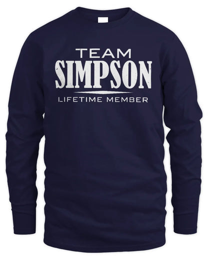 SIMPSON BL62-K4-128 - Personalized “Team NAME Lifetime Member” - Men's Long Sleeved T-Shirt - Navy