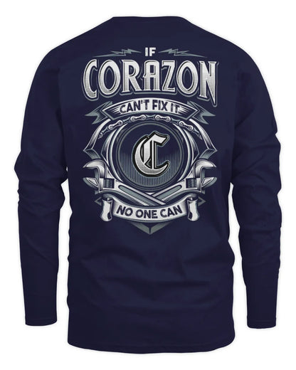 CORAZON AP81-K4-626 - Personalized Ahmed Quote Apparel “If Ahmed Can't Fix It, No One Can” - Men's Long Sleeved T-Shirt - Navy