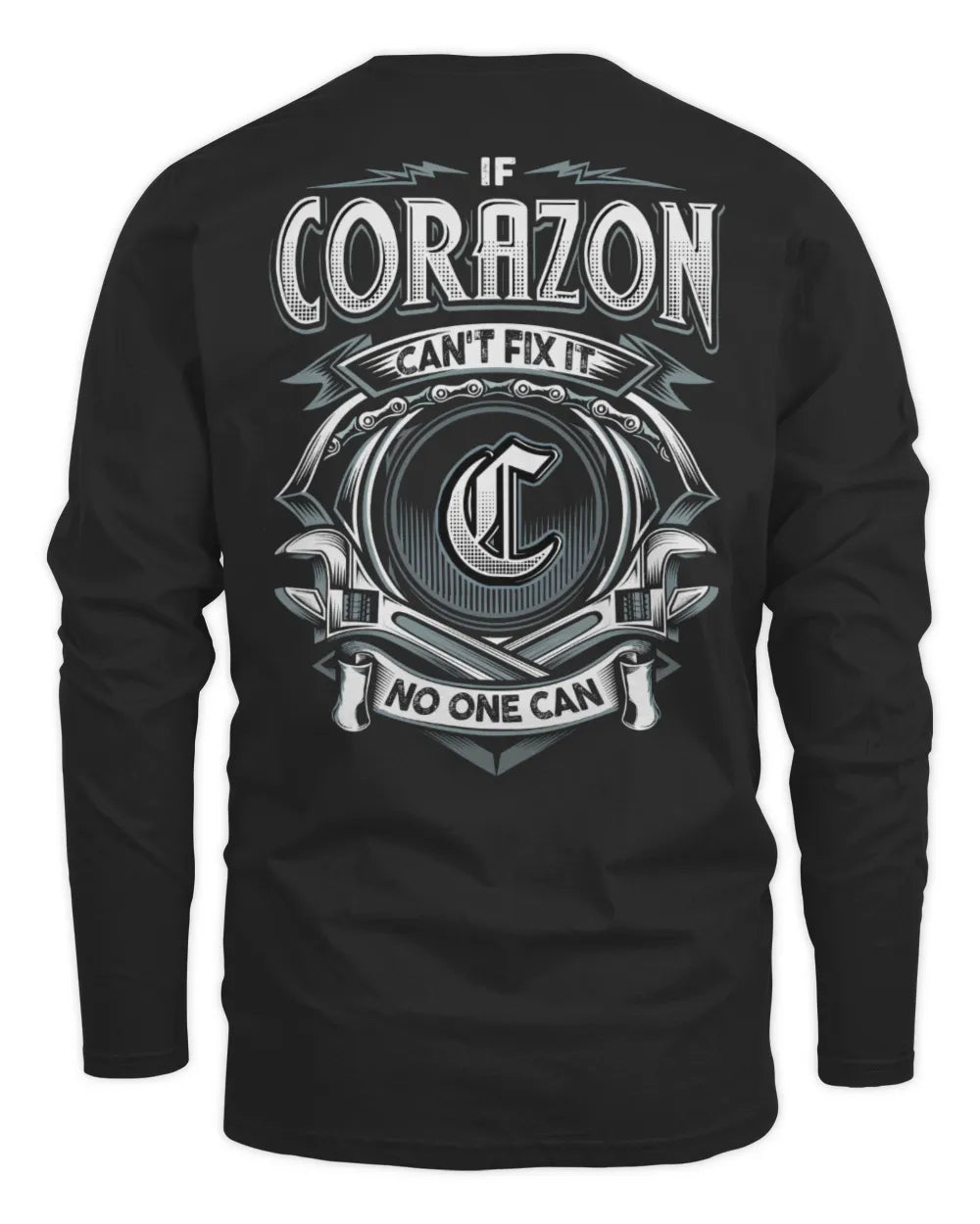 CORAZON AP81-K4-626 - Personalized Ahmed Quote Apparel “If Ahmed Can't Fix It, No One Can” - Men's Long Sleeved T-Shirt - Black