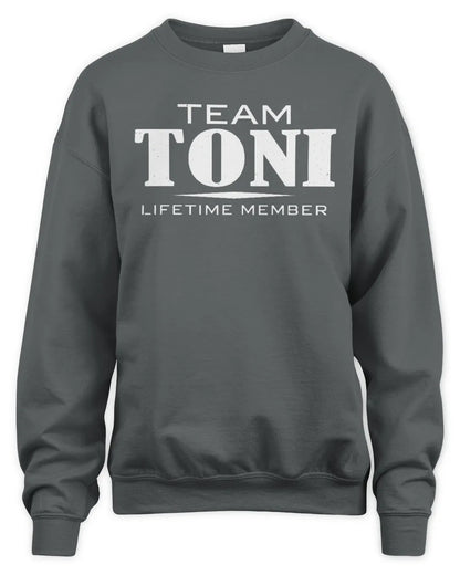 TONI BL62-K4-128 - Personalized “Team NAME Lifetime Member” - Unisex Sweatshirt - Charcoal