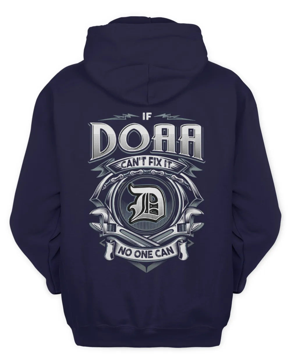 DOAA AP81-K4-626 - Personalized Ahmed Quote Apparel “If Ahmed Can't Fix It, No One Can” - Unisex Hoodie - Navy