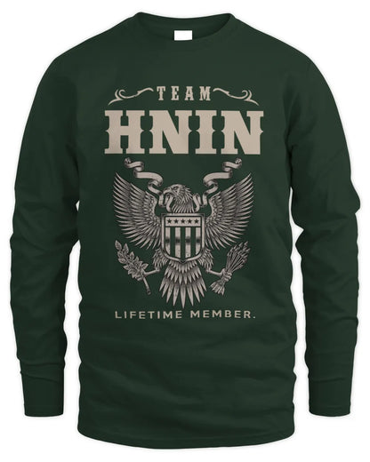 HNIN TP06-K82 – Personalized Classic Style Apparel “Team NAME Lifetime Member” - Men's Long Sleeved T-Shirt - Forest Green
