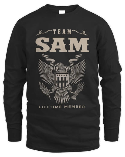 SAM TP06-K82 – Personalized Classic Style Apparel “Team NAME Lifetime Member” - Men's Long Sleeved T-Shirt - Black