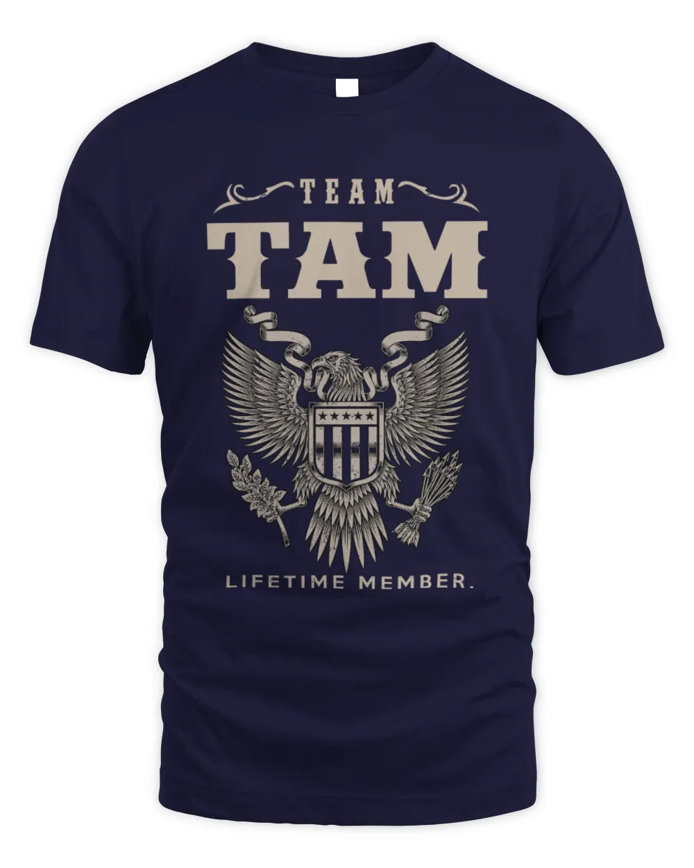 TAM TP06-K82 – Personalized Classic Style Apparel “Team NAME Lifetime Member” - Unisex Standard T-Shirt - Navy