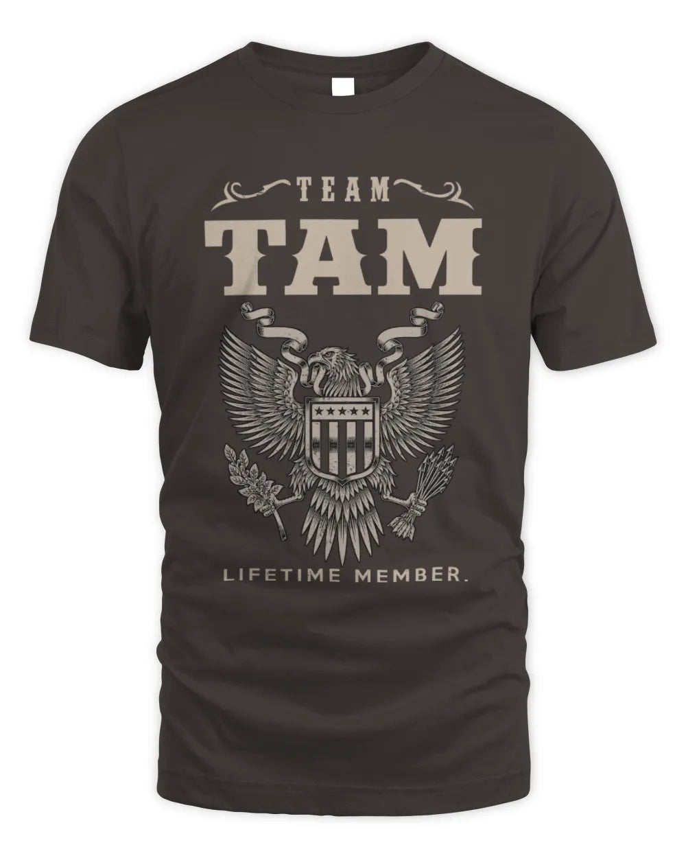 TAM TP06-K82 – Personalized Classic Style Apparel “Team NAME Lifetime Member” - Unisex Standard T-Shirt - Dark Chocolate