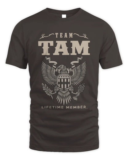 TAM TP06-K82 – Personalized Classic Style Apparel “Team NAME Lifetime Member” - Unisex Standard T-Shirt - Dark Chocolate