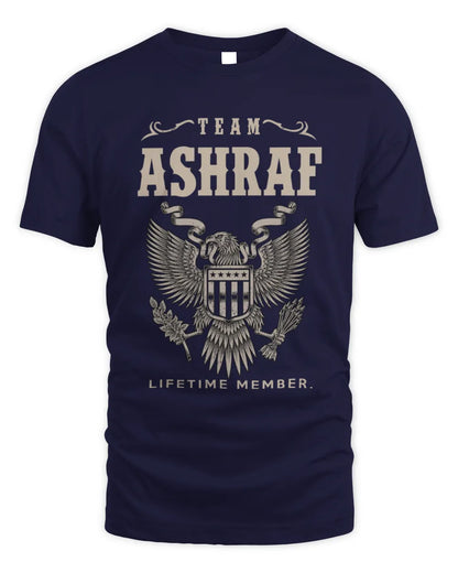 ASHRAF TP06-K82 – Personalized Classic Style Apparel “Team NAME Lifetime Member” - Unisex Standard T-Shirt - Navy