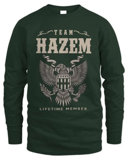 HAZEM TP06-K82 – Personalized Classic Style Apparel “Team NAME Lifetime Member” - Men's Long Sleeved T-Shirt - Forest Green