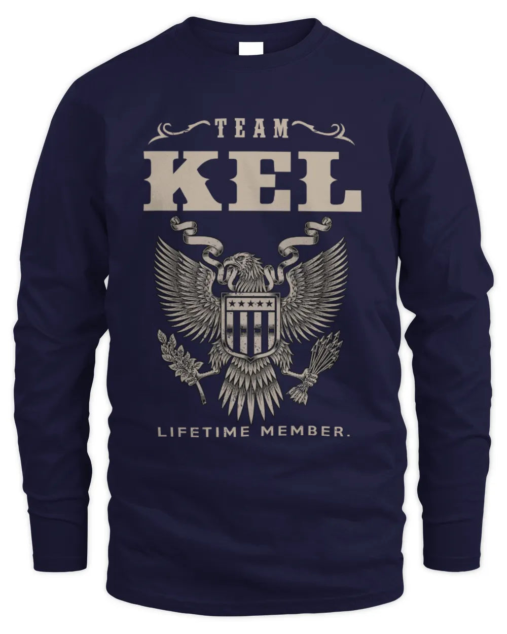 KEL TP06-K82 – Personalized Classic Style Apparel “Team NAME Lifetime Member” - Men's Long Sleeved T-Shirt - Navy