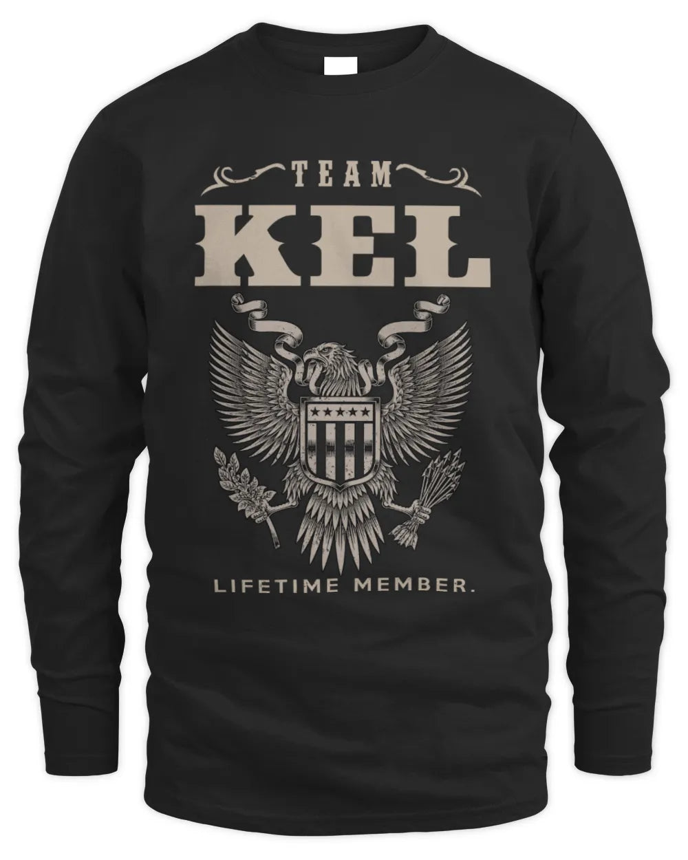 KEL TP06-K82 – Personalized Classic Style Apparel “Team NAME Lifetime Member” - Men's Long Sleeved T-Shirt - Black