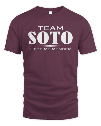 SOTO BL62-K4-128 - Personalized “Team NAME Lifetime Member” - Unisex Standard T-Shirt - Maroon