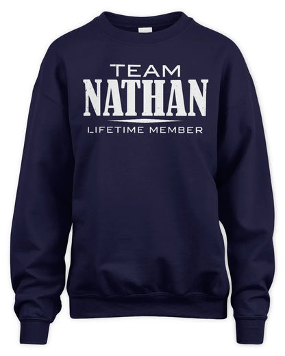 NATHAN BL62-K4-128 - Personalized “Team NAME Lifetime Member” - Unisex Sweatshirt - Navy