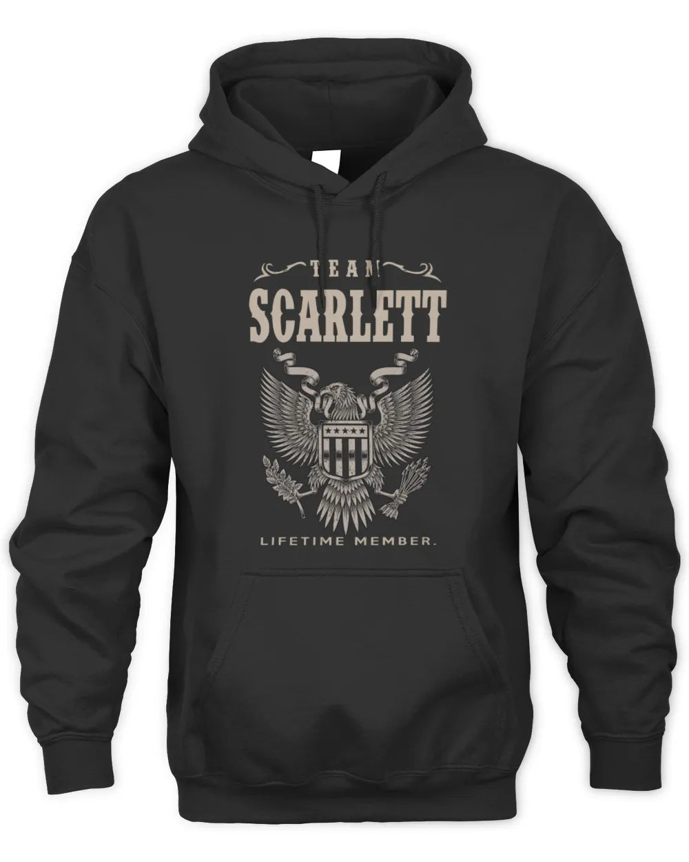 SCARLETT TP06-K82 – Personalized Classic Style Apparel “Team NAME Lifetime Member” - Unisex Hoodie - Black