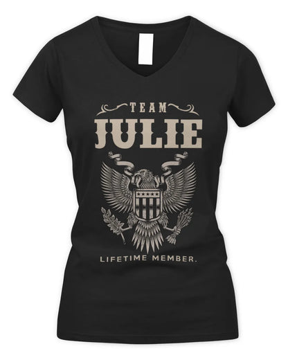 JULIE TP06-K82 – Personalized Classic Style Apparel “Team NAME Lifetime Member” - Women's V-Neck T-Shirt - Black