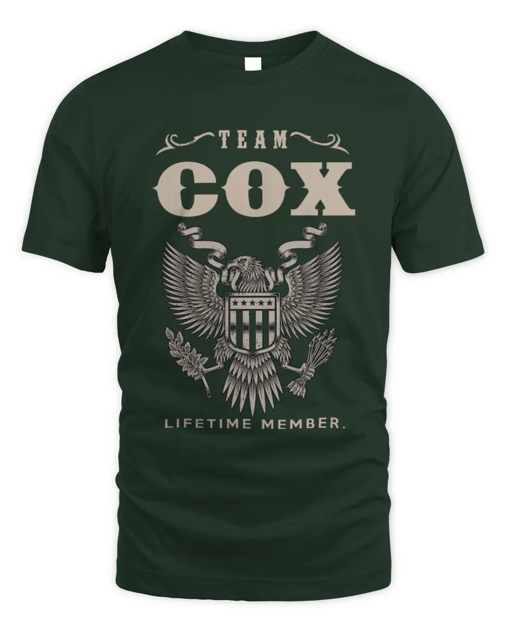 COX TP06-K82 – Personalized Classic Style Apparel “Team NAME Lifetime Member” - Unisex Standard T-Shirt - Forest Green