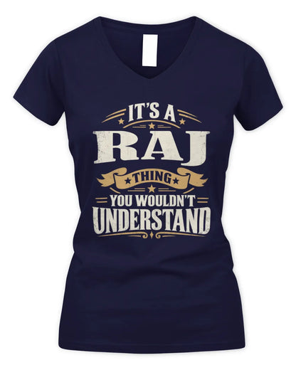 RAJ P08 TH51 - Personalized “It’s a/an [NAME] Thing – You Wouldn’t Understand” Shirt - Women's V-Neck T-Shirt - Navy