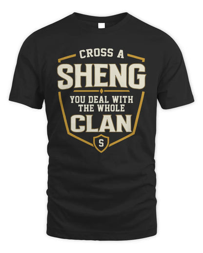 SHENG NT1-K008 Cross A/An NAME, You Deal With the Whole Clan | Personalized Vintage T-Shirt - Unisex Standard T-Shirt - Black