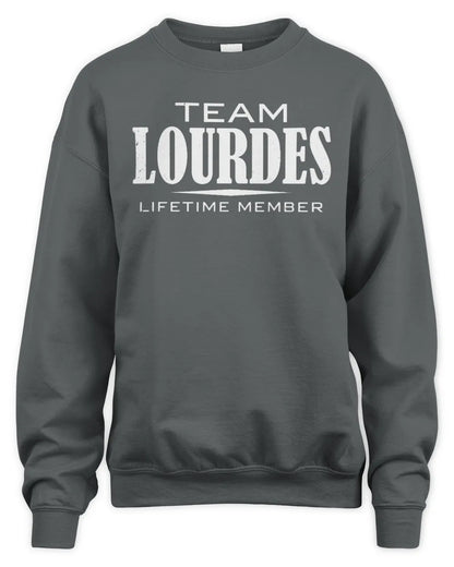 LOURDES BL62-K4-128 - Personalized “Team NAME Lifetime Member” - Unisex Sweatshirt - Charcoal