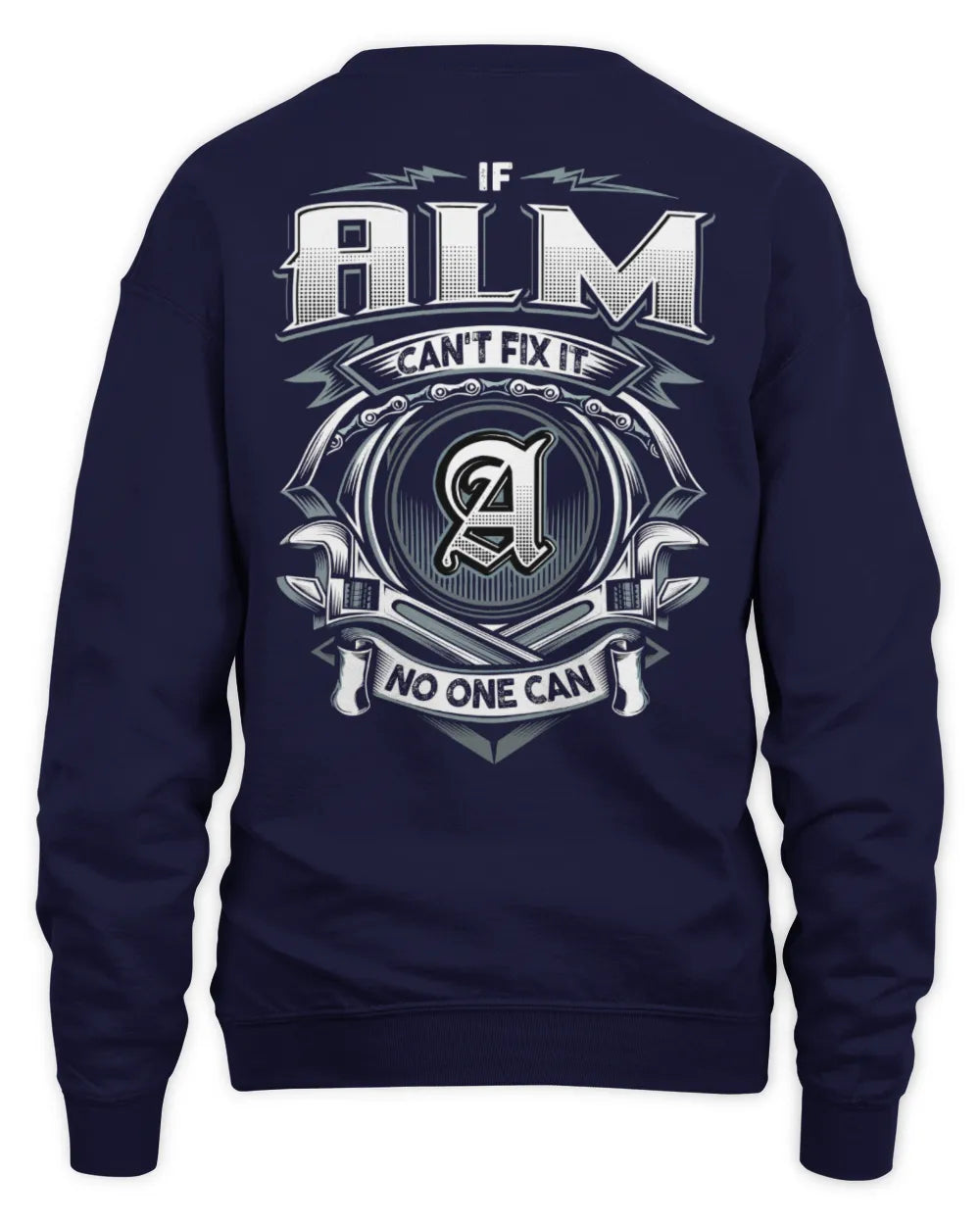 ALM AP81-K4-626 - Personalized Ahmed Quote Apparel “If Ahmed Can't Fix It, No One Can” - Unisex Sweatshirt - Navy