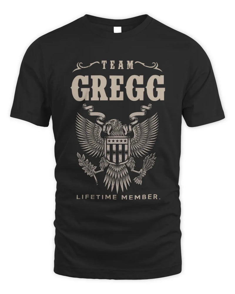 GREGG TP06-K82 – Personalized Classic Style Apparel “Team NAME Lifetime Member” - Unisex Standard T-Shirt - Black