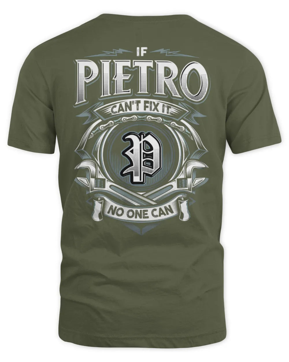 PIETRO AP81-K4-626 - Personalized Ahmed Quote Apparel “If Ahmed Can't Fix It, No One Can” - Unisex Standard T-Shirt - Military Green