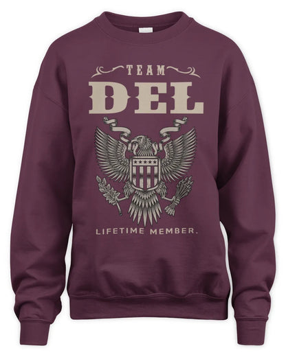 DEL TP06-K82 – Personalized Classic Style Apparel “Team NAME Lifetime Member” - Unisex Sweatshirt - Maroon
