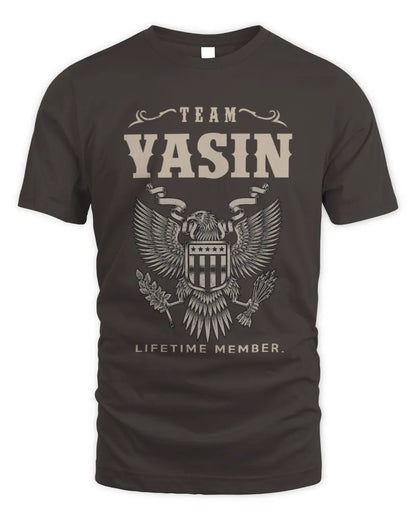 YASIN TP06-K82 – Personalized Classic Style Apparel “Team NAME Lifetime Member” - Unisex Standard T-Shirt - Dark Chocolate