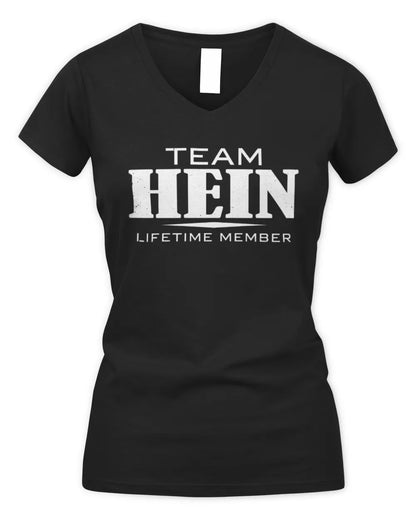 HEIN BL62-K4-128 - Personalized “Team NAME Lifetime Member” - Women's V-Neck T-Shirt - Black