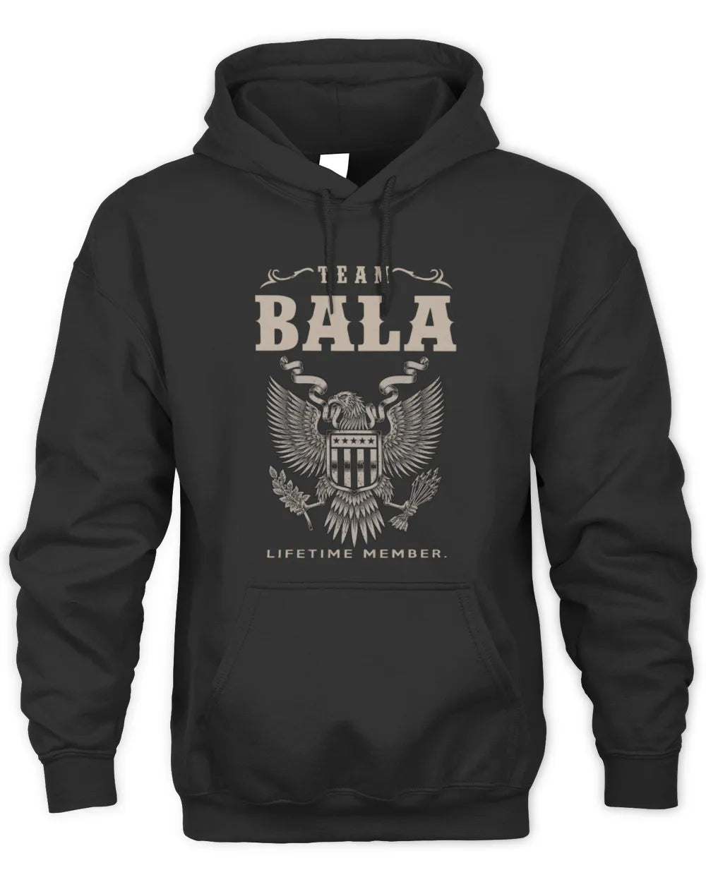 BALA TP06-K82 – Personalized Classic Style Apparel “Team NAME Lifetime Member” - Unisex Hoodie - Black