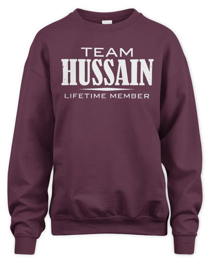 HUSSAIN BL62-K4-128 - Personalized “Team NAME Lifetime Member” - Unisex Sweatshirt - Maroon