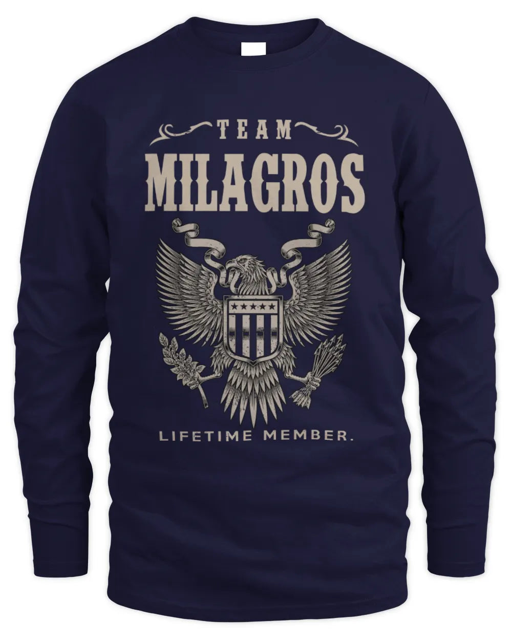 MILAGROS TP06-K82 – Personalized Classic Style Apparel “Team NAME Lifetime Member” - Men's Long Sleeved T-Shirt - Navy