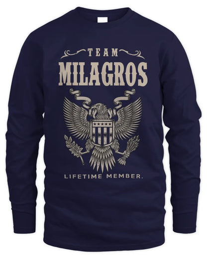 MILAGROS TP06-K82 – Personalized Classic Style Apparel “Team NAME Lifetime Member” - Men's Long Sleeved T-Shirt - Navy