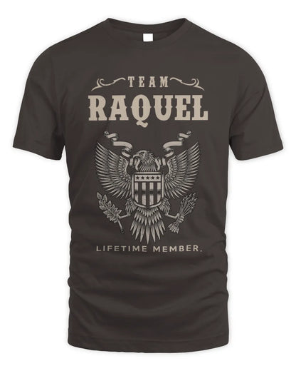RAQUEL TP06-K82 – Personalized Classic Style Apparel “Team NAME Lifetime Member” - Unisex Standard T-Shirt - Dark Chocolate