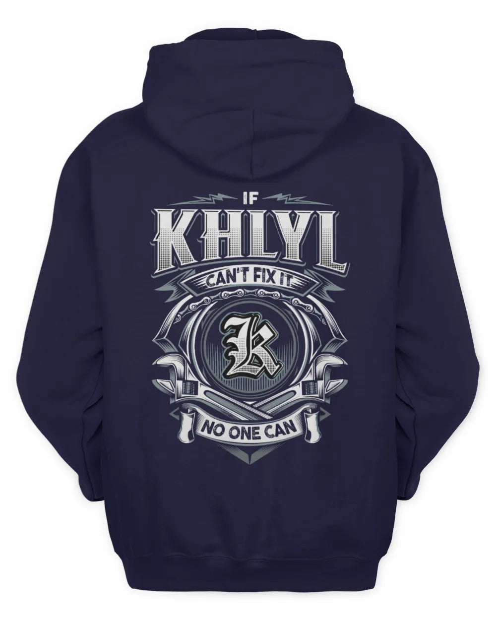 KHLYL AP81-K4-626 - Personalized Ahmed Quote Apparel “If Ahmed Can't Fix It, No One Can” - Unisex Hoodie - Navy