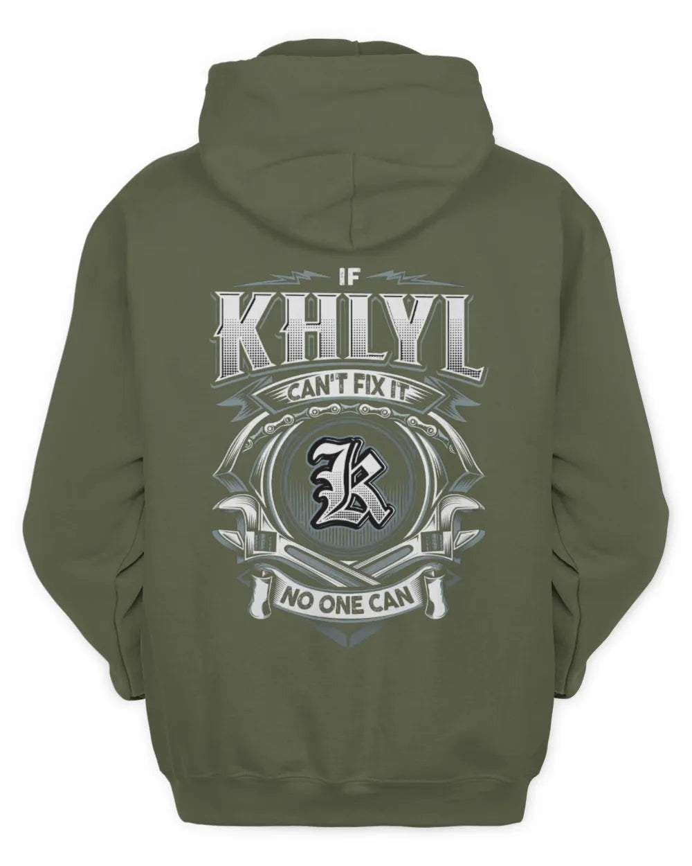 KHLYL AP81-K4-626 - Personalized Ahmed Quote Apparel “If Ahmed Can't Fix It, No One Can” - Unisex Hoodie - Military Green