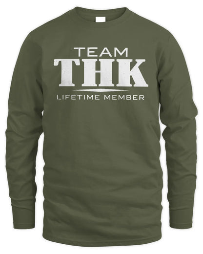 THK BL62-K4-128 - Personalized “Team NAME Lifetime Member” - Men's Long Sleeved T-Shirt - Military Green